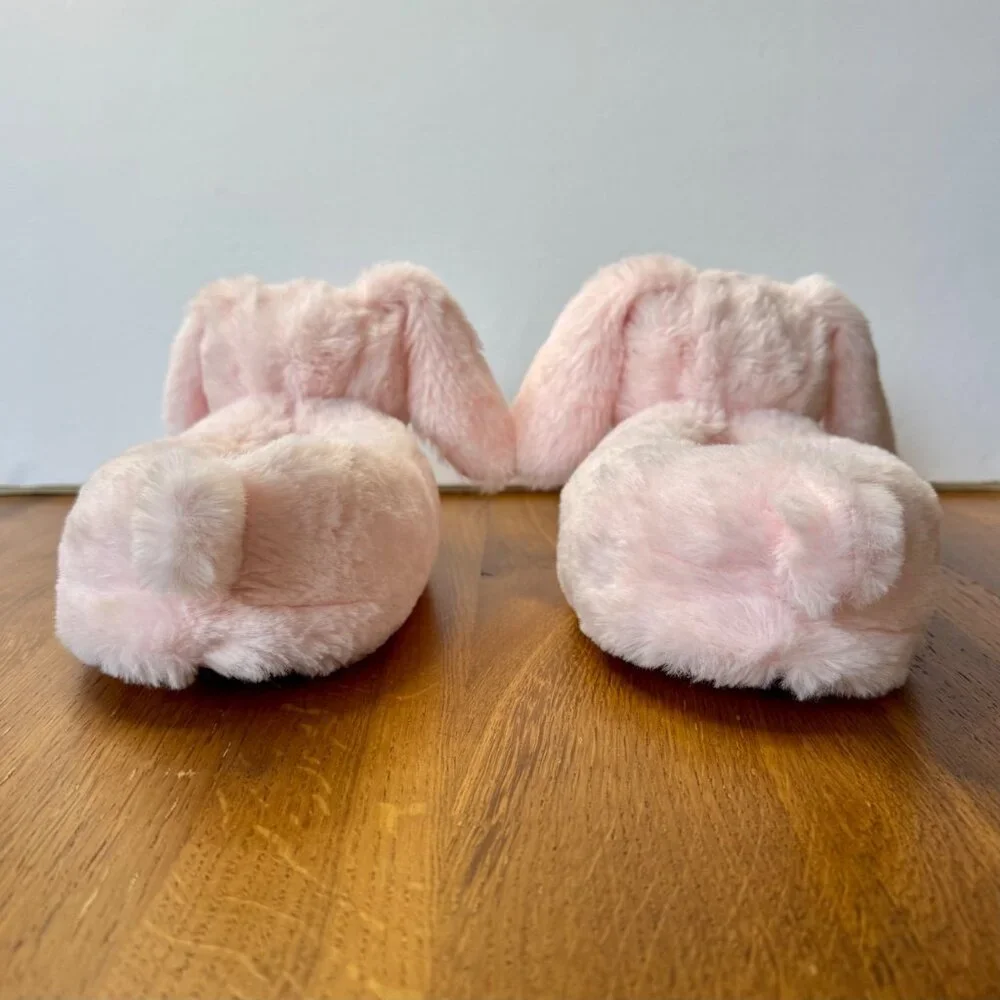 SEED HERITAGE Bunny Rabbit Plush Slippers Girls 7-8Y Soft Pink Faux Fur Slipper